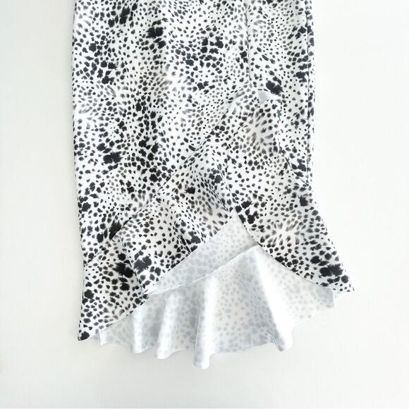 ASOS DESIGN One Shoulder Bow Detail Smudge Print Black White Midi Dress NWT - Picture 4 of 10